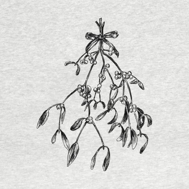 Mistletoe branch sketch by rachelsfinelines